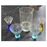 Vintage cocktail mixer & shot glasses