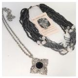 2 Necklaces & broach