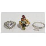 3 Assorted Costume Rings