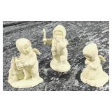 3 Snow Babies praying, yawning, and reading