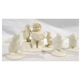 Snow Baby reading to Penguins & 3 Penguins