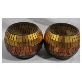 Pair glass candle luster vases - 5.5"