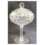 American Fostoria Tall Covered Compote, 9.5 tall