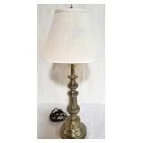Brass Table lamp w/ pleated shade - 29" tall