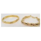2 Gold tone bracelets