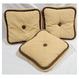 Three Tan Square Pillows - 16.5 x 16.5