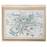 Framed quilting of birds & flowers - 20 x 26