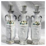 Jim Beam Marble Glass Bottles x 3