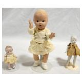 3 Vintage dolls, tallest one is 7.5" high