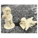 Group of 2 Snow Babies Sledding and Sking