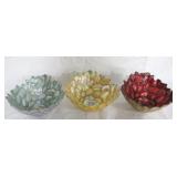 3 piece Set of Art Glass Bowls - 7 x 3