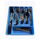 Lot of Silverware in Plastic Tray
