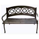 Outdoor Wooden & Iron Bench - 52 x 24 x 35