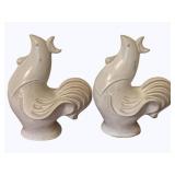 2 Ceramic Roosters - 12" tall