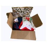 Box lot of assorted linens & more
