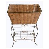 Basket On Metal Stand - 16 x 9.5 x 24