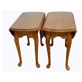 Pair of Glass Top Drop Leaf Side Tables