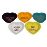 5 Fiesta Valentine Candy Heart Bowls 6 x 6