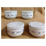 4 Longaberger Woven Traditions Custard Cup w/ lids