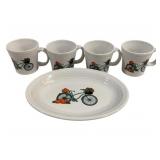 Fiesta Harvest Vintage Bicycle 4 Mugs & Platter