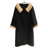 Vintage Mink Collar & Waffle Weave Fabric Jacket