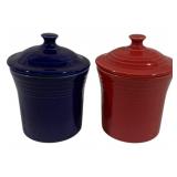 Pair Fiesta Covered Jars 6"