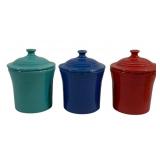3 Fiesta Covered Jars 6"