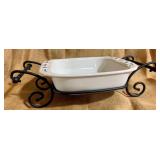 Longaberger 8x8 Baking Dish w/ Rod Iron Stand