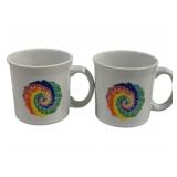 2 Fiesta Tied & Dyed Mugs 3.5"