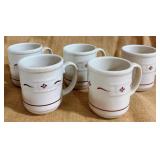 5 Longaberger Woven Traditions Red Coffee Mugs