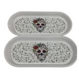 2 Fiesta Skull Bread Trays 12 x 6