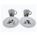 4pc Fiesta Snowman Dinnerware