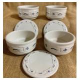 4 Longaberger Woven Traditions Custard Bowls