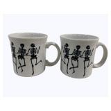 2 Fiesta Skeleton Mugs 3.5"