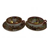 2 Oriental Cups & Saucers 2 x 5