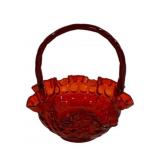 Fenton Red Thumbprint Basket 8.5 x 8