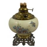 Vintage Oil Lamp Base, Painted 10"