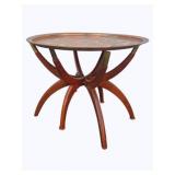MCM Folding Teak Spider Leg Brass Tray Table