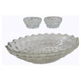 Fostoria American Glass Oval Bowl w/candle holders