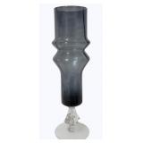 Smokey Glass Vase w/ faceted base