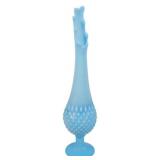 Fenton Blue Hobnail Swung Glass Vase 16"