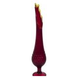 Fenton Ruby Red Hobnail Swung Glass Vase 16"