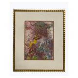 Asian Watercolor Under Glass 25 x 21