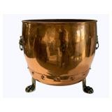 Copper Lion Head Adorned Planter on Paw Feet