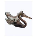 Glass Swan Dish 9 x 5 x 7