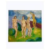 Mid-Century Canvas Nude Painting