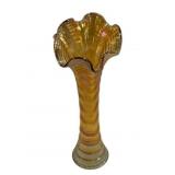 Imperial Ripple Carnival Glass Swung Vase 12"