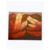 Mid-Century Canvas Painting 19.75 x 23.5