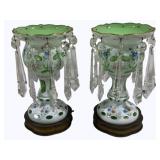Pair Bohemian Cut Mantle Lustures w/ Prisms