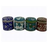 4 Vintage Cloisonne Enamel Lidded Boxes